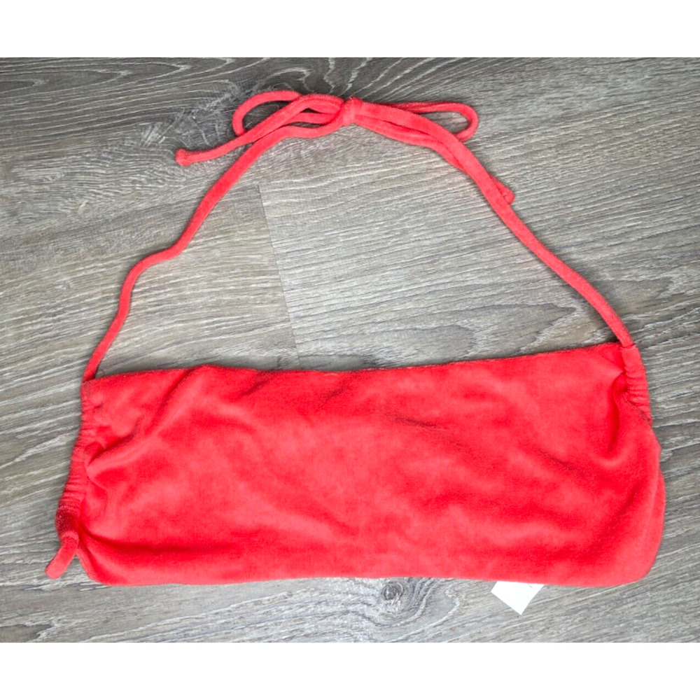 J. Crew Coral Terry Cloth Bandeau Tie Back Bikini Swim Bathing Suit Top 2X NWT